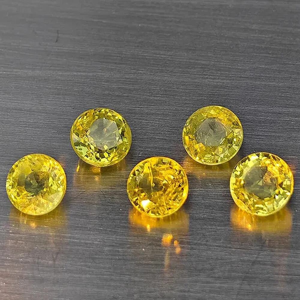 Natural Greenish Yellow Sphene 2.04ct 5pc Round 4.3mm Fire